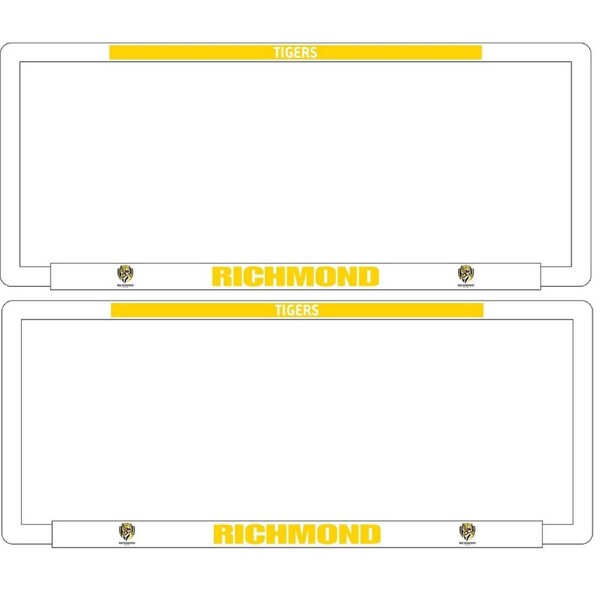 AFL Car Number Plate Frame Set Of Two - Richmond Tigers - Front/Back