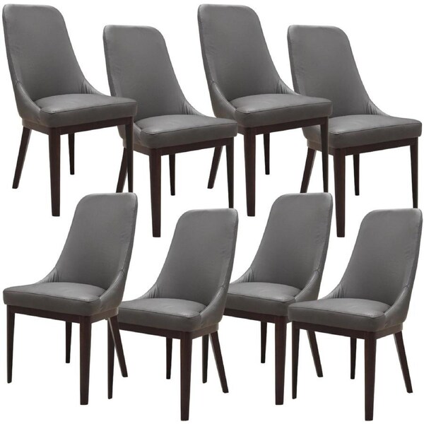 Claire Set of 8 Dining Chair Genuine Leather Solid Rubber Wood Frame Dark Brown