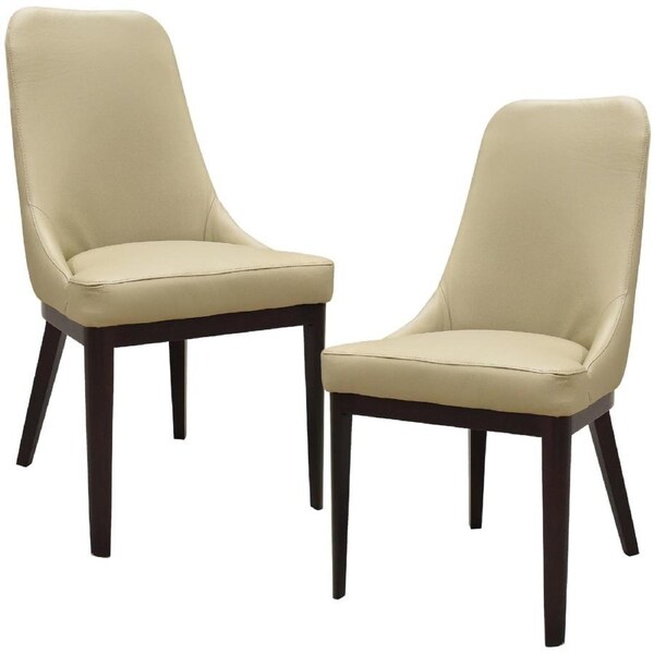 Claire Set of 2 Dining Chair Genuine Leather Solid Rubber Wood Frame - Taupe