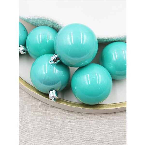 Tiffanie Blue Christmas Baubles 70mm Pearl 6 Pack