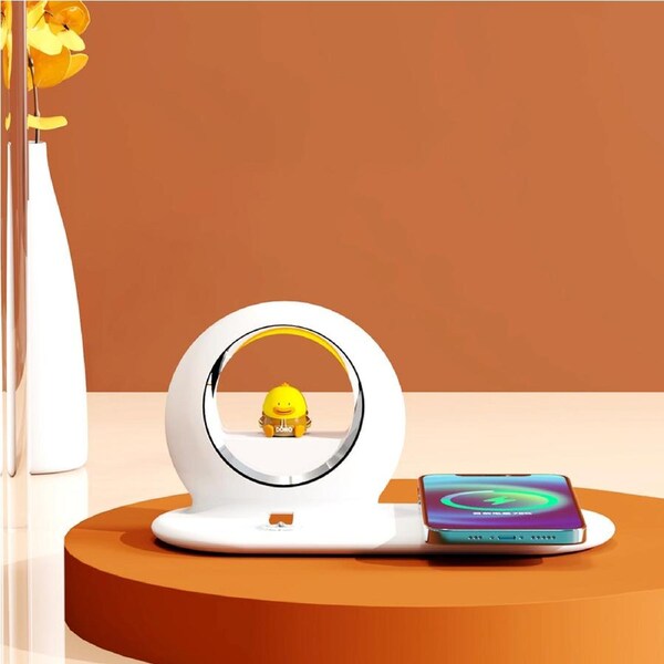 USB Rechargeable Dimmable LED Table Light with Wireless Charging Station