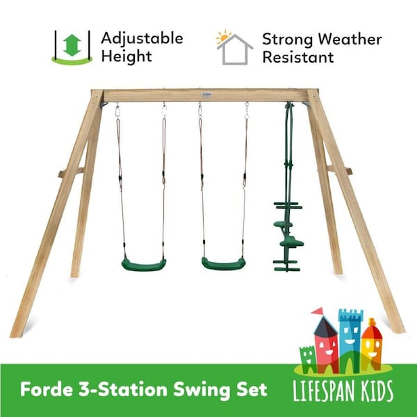 Lifespan Kids Forde 3-Station Timber Swing Set