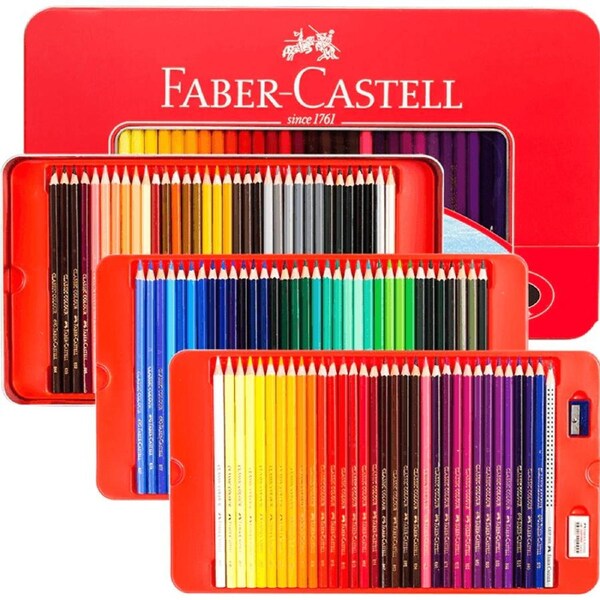 Faber-Castell 100 Classic Sketch Coloured Pencils Tin Set Sharpener