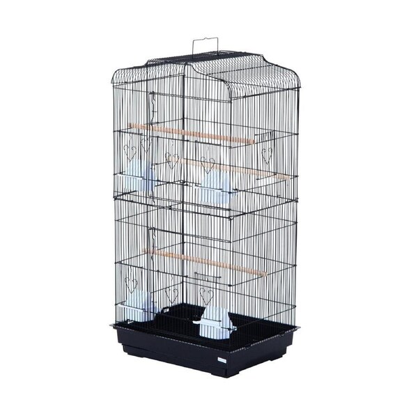 Stand-alone Bird Cage with Castor Wheels - Black 93cm
