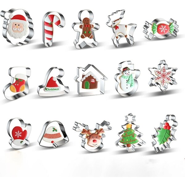 15 Pcs Christmas Shapes Cookie Cutters Cookie Moulds Baking Cutters Set