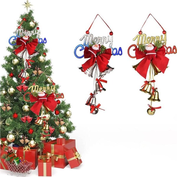 2 Pcs Christmas Bell Ornament for Christmas Tree Windows Fireplace Decorations