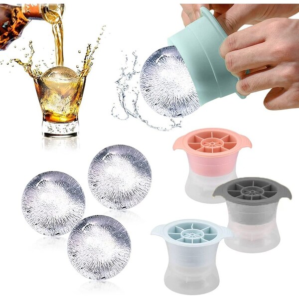 4 Pack Round Ice Cube Mold Ice Ball Maker Mold Sphere Ice Cube Mold For Whiskey