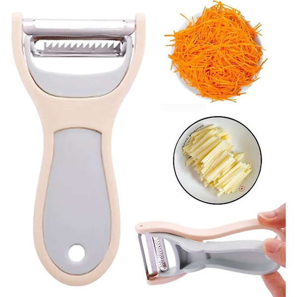 2-in-1 Kitchen Multifunction Julienne Peeler Stainless Steel Serrated Shredder