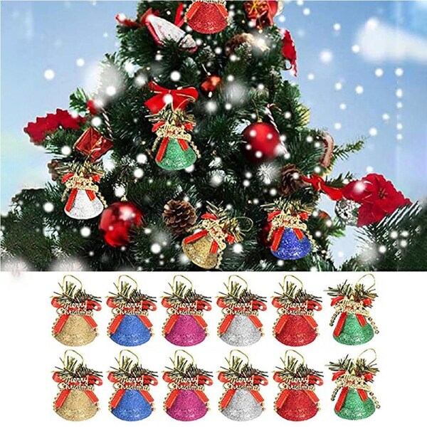 12 Pack Christmas Bell Ornaments Xmas Tree Hanging Decorations Christmas Decor