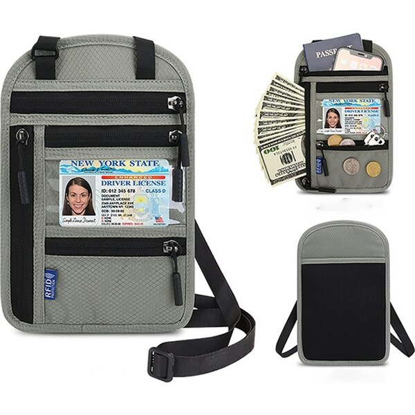 Travel Neck Wallet With RFID Blocking Travel Neck Pouch Passport Holder