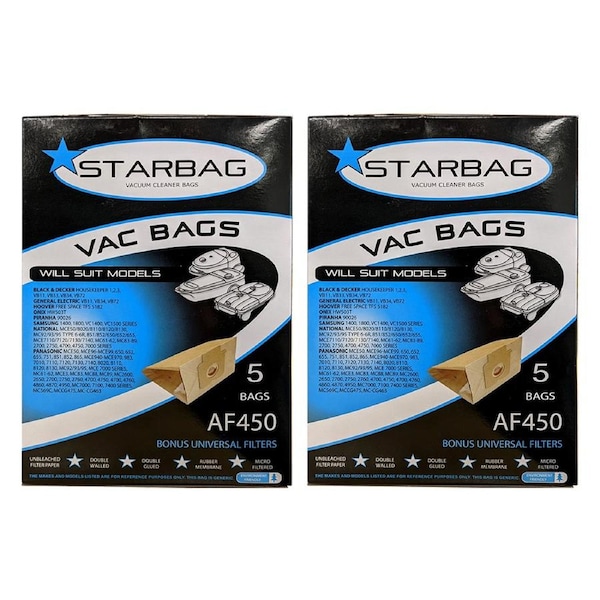 2pk Starbags Vacuum Cleaner Bag Storage f/Panasonic/Samsung/Black & Decker AF450
