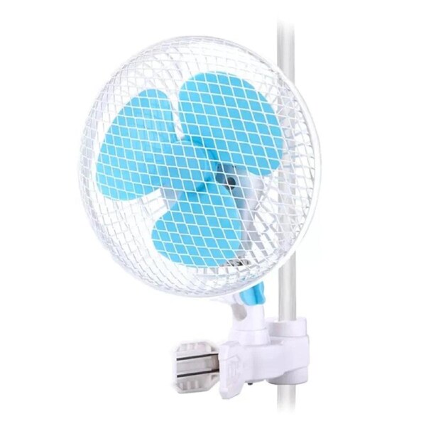 Portable 20W 2 Speed Hydroponic 6" Clip-on Fan 90 Degree Oscillating Clip Fan 230mm Auto Wave Grow Tent Pole Design Super quiet for Hydroponic