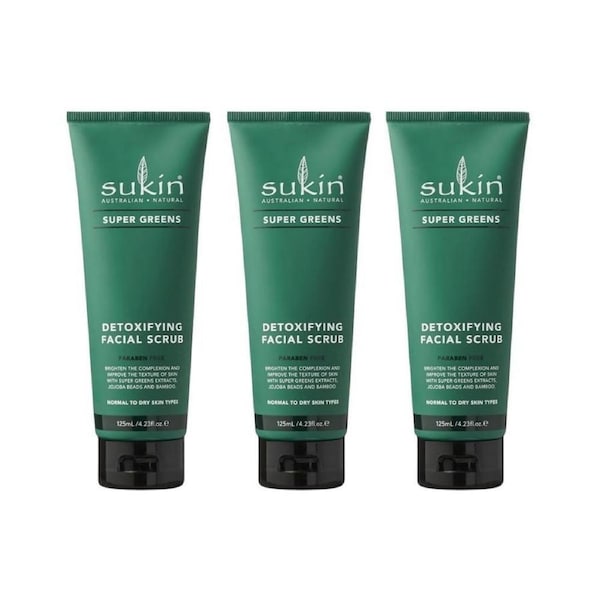 3 x Sukin Super Greens Detoxifying Facial Scrub 125mL