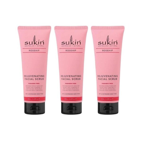 3 x Sukin Rosehip Rejuvinating Facial Scrub 125mL