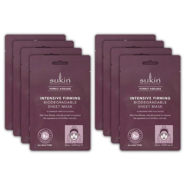 8 x Sukin Purely Ageless Intensive Firming Biodegradable Sheet Face Mask 25mL