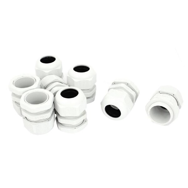 PG25 White Waterproof 16-21mm Cable Stuffing Gland Locknut M30 Pack of 10