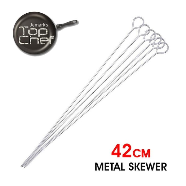 30Pcs Metal Skewers 42cm Stainless Steel BBQ Roast Sticks Needle Kebab Barbecue