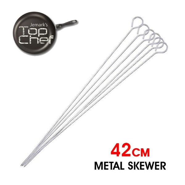 60Pcs Metal Skewers 42cm Stainless Steel BBQ Roast Sticks Needle Kebab Barbecue