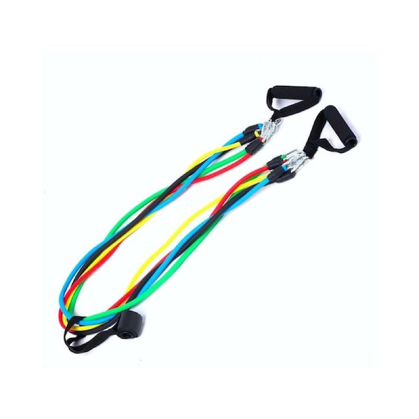 Zen Flex Fitness Heavy Duty Resistance Band Set - Multicoloured- 124x1.5x1.5cm