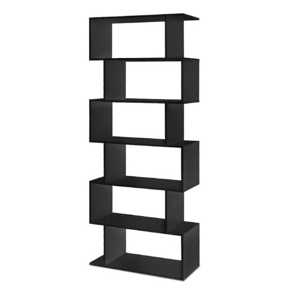 1x Artiss Bookshelf Zigzag 6 Tier White/Black white