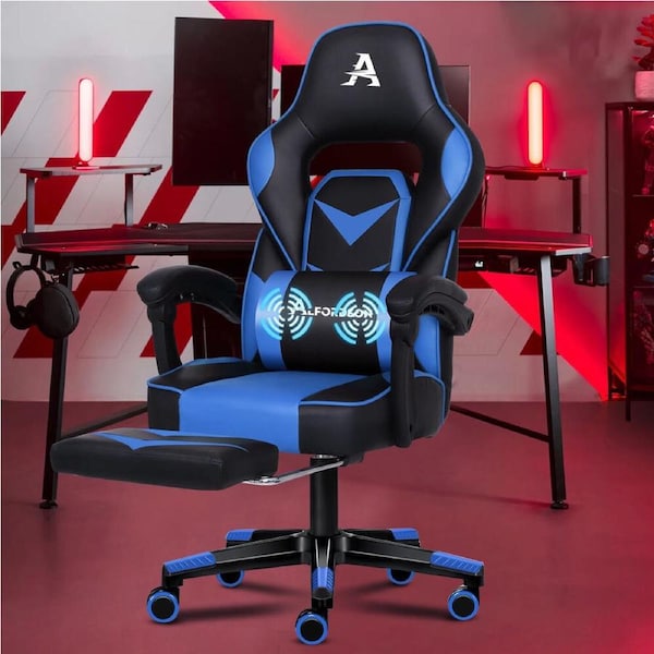 ALFORDSON Gaming Chair with Lumbar Massage Racing Office - Black & Blue
