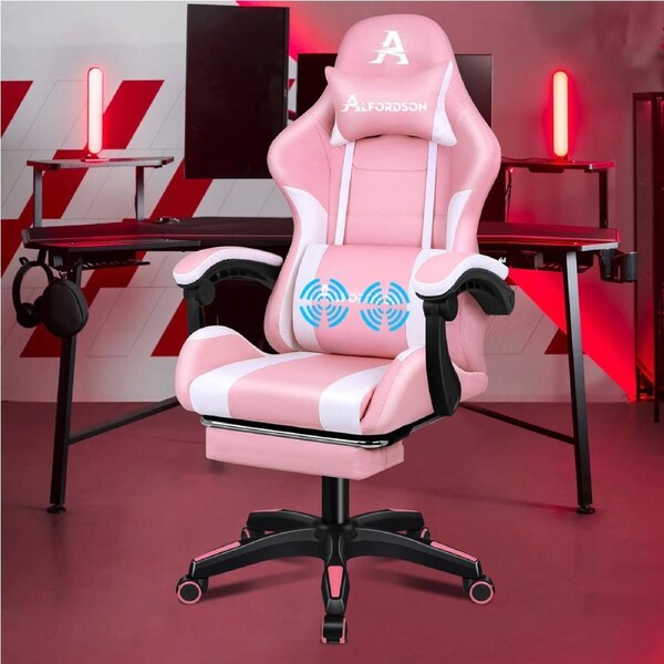 ALFORDSON Gaming Chair Extra Large Pillow Pink & White