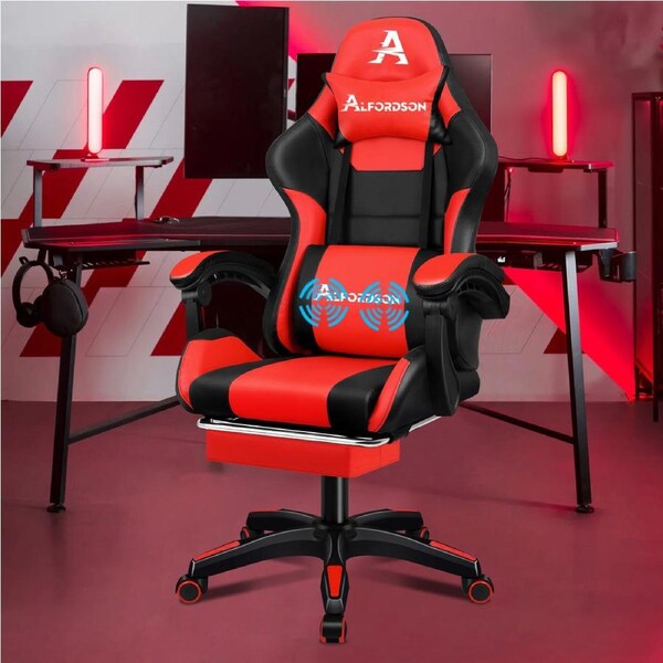 ALFORDSON Gaming Chair Extra Large Pillow Black & Red