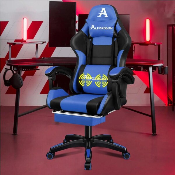ALFORDSON Gaming Chair Extra Large Pillow Black & Blue
