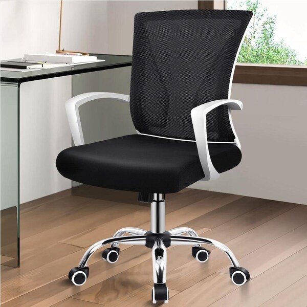 ALFORDSON Mesh Office Chair Mid Back Black & White