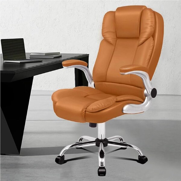 ALFORDSON Office Chair Executive Leather Seat Brown