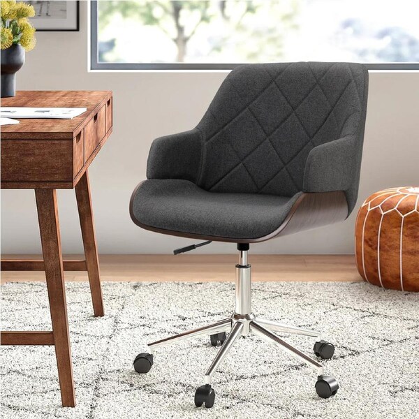 ALFORDSON Wooden Executive Office Chair Kendra (Fabric, Dark Grey)