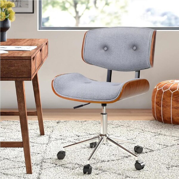 ALFORDSON Wooden Executive Office Chair Estelle (Fabric, Grey)