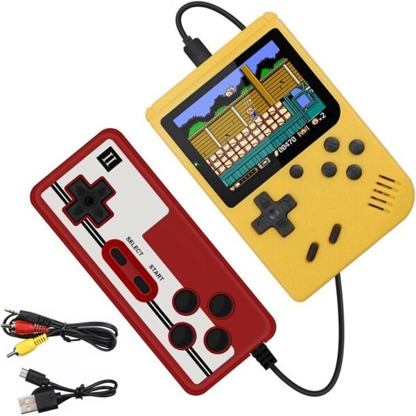 Catzon Retro Handheld Game Console with 400 Classical FC Games Support for Two Players-Yellow