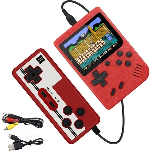 Catzon Retro Handheld Game Console with 400 Classical FC Games Support for Two Players-Red