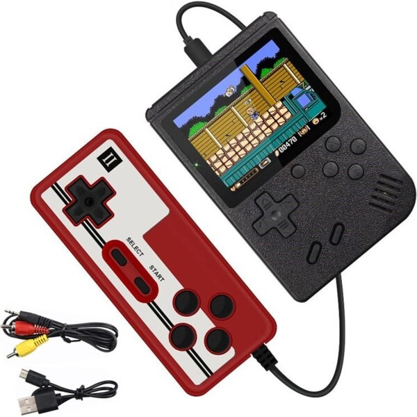 Catzon Retro Handheld Game Console with 400 Classical FC Games Support for Two Players-Black