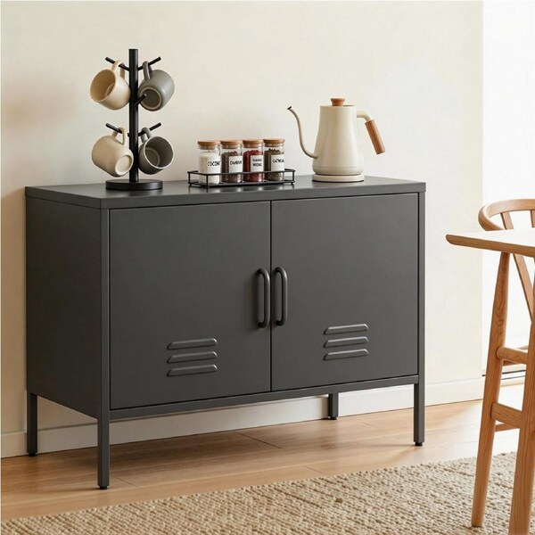 Artiss Buffet Sideboard Metal Cabinet - BASE Charcoal