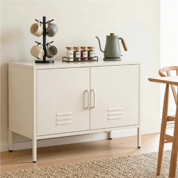 Artiss Buffet Sideboard Metal Cabinet - BASE White
