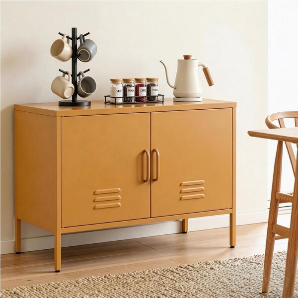 Artiss Buffet Sideboard Metal Cabinet - BASE Yellow
