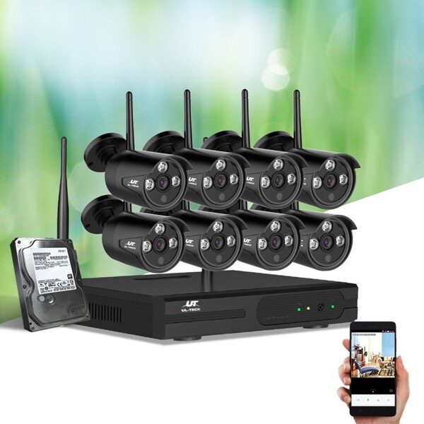 UL-Tech Wireless CCTV Security System 8CH NVR 3MP 8 Bullet Cameras 4TB
