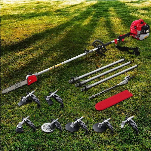 12" Bar Giantz 65CC Pole Chainsaw Hedge Trimmer Brush Cutter Whipper Snipper 9-in-1 MultiTool Saw 5.6M Long Reach