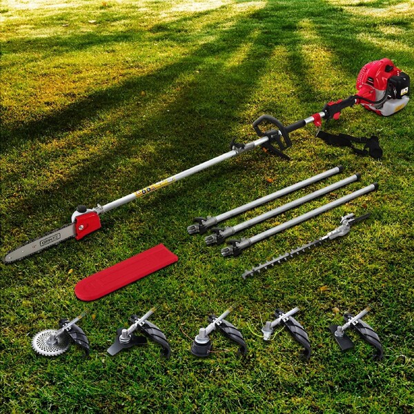 12" Bar Giantz 65CC Pole Chainsaw Hedge Trimmer Brush Cutter Whipper Snipper 7-in-1 MultiTool Saw 5.6m Long Reach