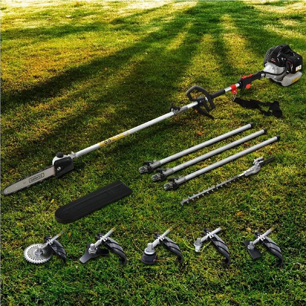 12" Bar Giantz 62CC Pole Chainsaw Hedge Trimmer Brush Cutter Whipper 5.6m Long Reach 7-in-1 Black Saw