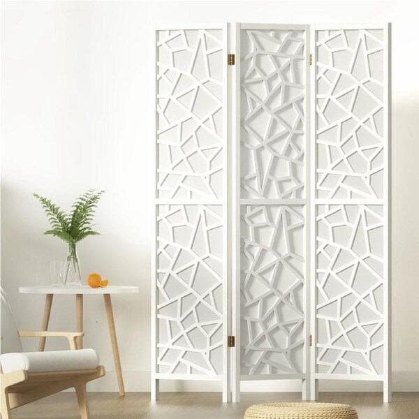 3 Panel Artiss Room Divider Screen 122x170cm Clover White