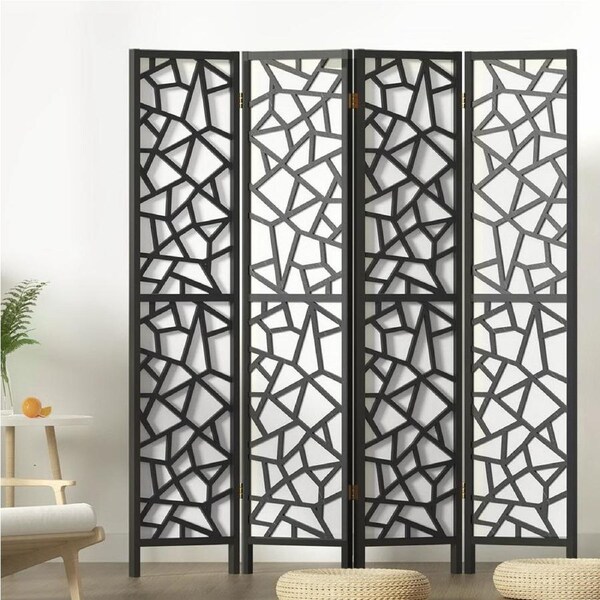 4 Panel Artiss Room Divider Screen 162x170cm Clover Black