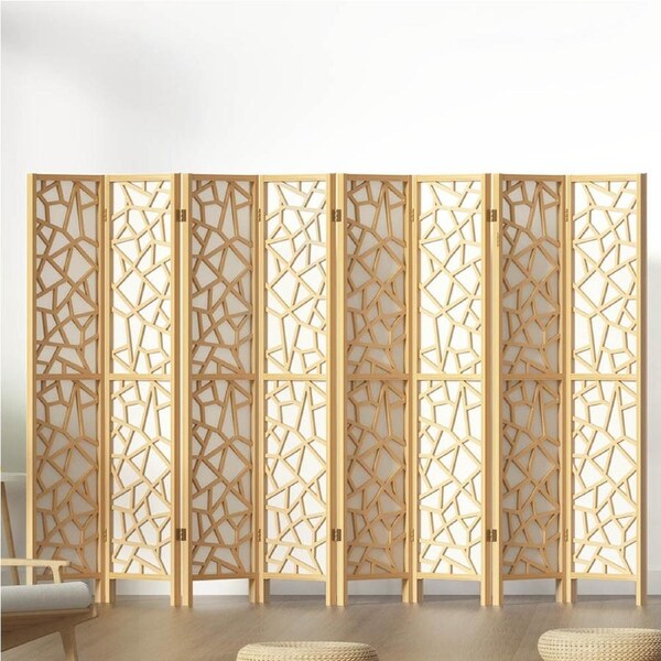 8 Panel Artiss Room Divider Screen 325x170cm Clover Natural
