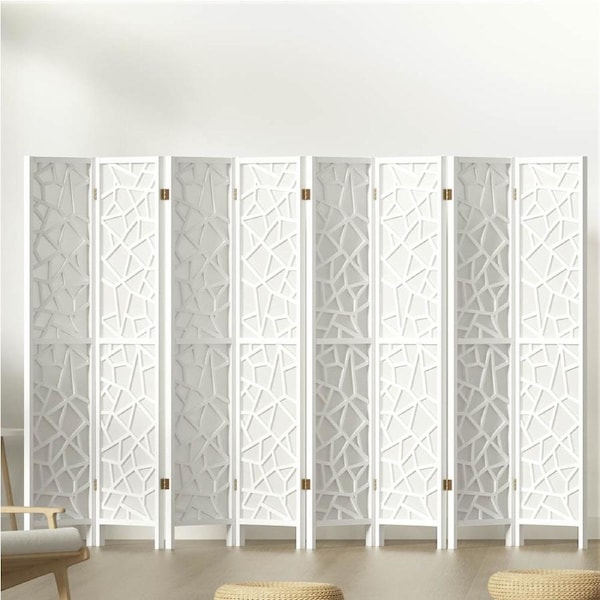 8 Panel Artiss Room Divider Screen 325x170cm Clover White