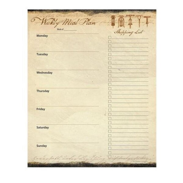 Lang Undated Weekly Meal Planner Gilded Wine 53 Sheets Notepad