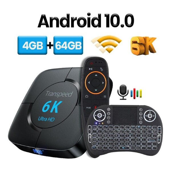 6K 4GB+64G TV Box Voice Assistant 6K 3D Wifi 2.4G&5.8G Media player