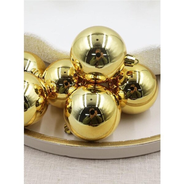 GOLD Christmas Baubles 70mm Gloss 6 Pack