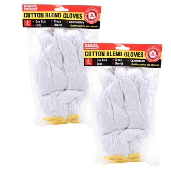Ozoffer 8 PAIRS Cotton Gloves White Gloves Thick Wear-resistant Labor Insurance Gloves